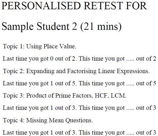 Personalised Retests